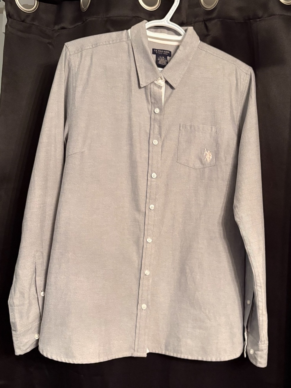 U.S. Polo Assn. button front blouse long sleeve pink detailing